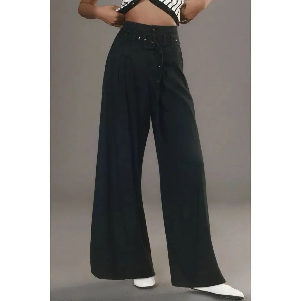 Anthropologie Linen Belted Wide-Leg Pants - Picture 4 of 7